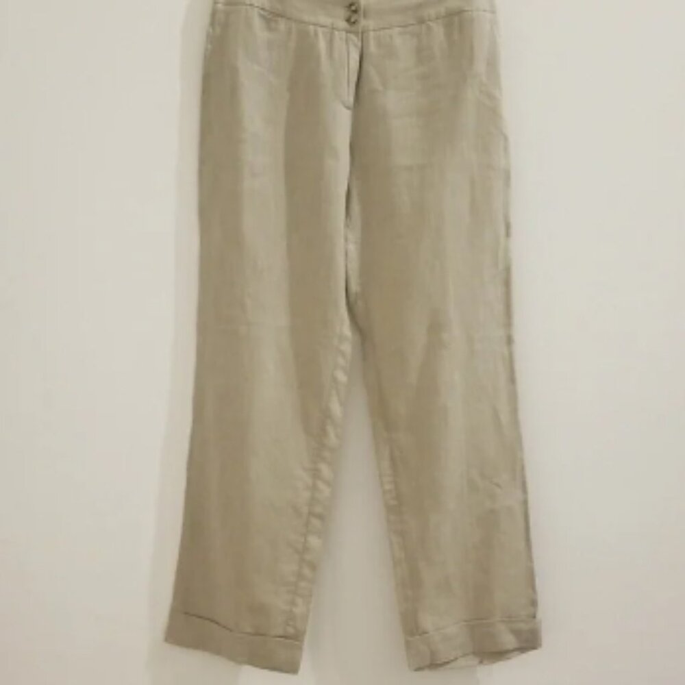 MaxMara Lightweight Linen Straight Leg Pants, Light Natural Tan